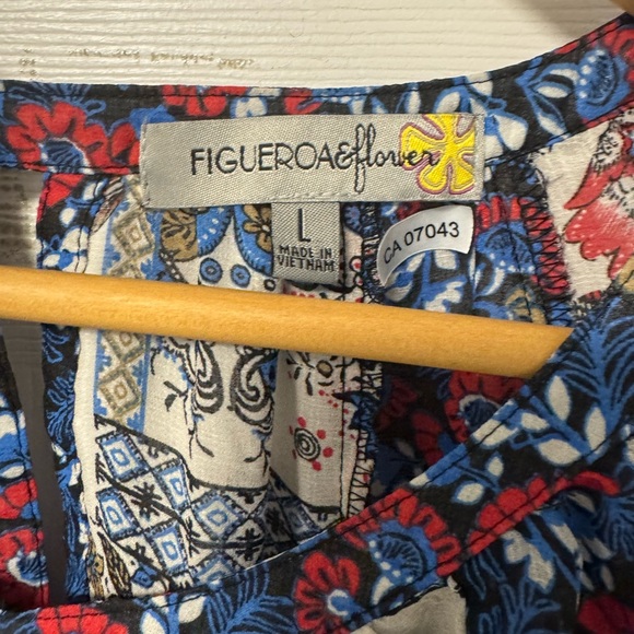 Fig and Flower women's sheer patchwork floral print blouse, size L Boho - Picture 5 of 5